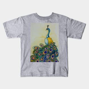 Beautiful Peacock - bird painting Kids T-Shirt